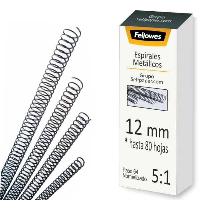 espirales metalicas fellowes 12 mm paso 64 5 1