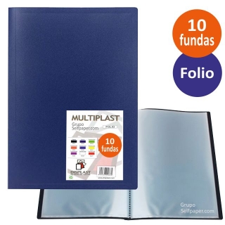 Carpeta 10 fundas folio econmica azul  Displast 9001