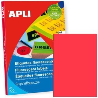 Etiquetas Apli 11749 Rojo fluorescente Din