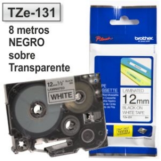 Cinta Rotuladora Brother TZe-131 Transparente tinta
