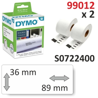Etiqueta Dymo 89x36mm, 2 Rollos 99012  S0722400