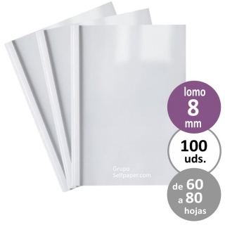 Tapas encuadernar termicas Transparente-blanca 60-80h C/100  Fellowes 5391202