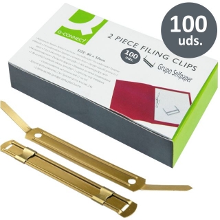 Caja 100 encuadernadores fasteners dorados, econmicos  Q-connect KF26118
