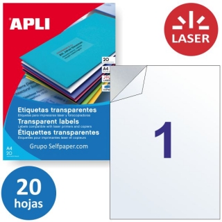 Transparencias adhesivas poliester transparente laser  Apli 1225