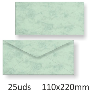 Sobres pergamino marmoleado verde 110x220
