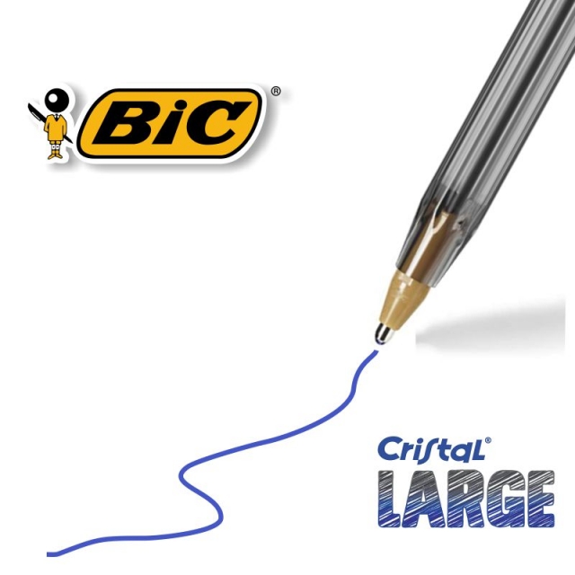 BIC Cristal Large Boligrafos de Punta Media, Para la Escuela, la Oficina o  el Hogar, Azul, Paquete de 50 (1,6 mm) : : Oficina y papelería