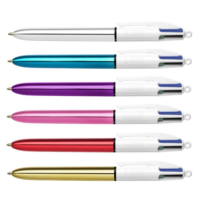 Boligrafo BIC cuatro colores shine Oro Rosa economico