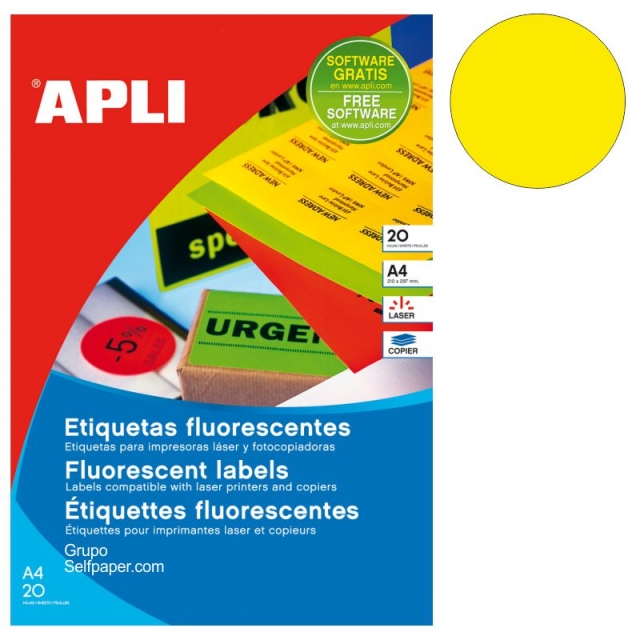 apli 02866 circulos amarillos fluorescentes neon