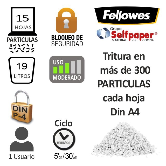 caracteristicas fellowes 15c 100017466 destructora