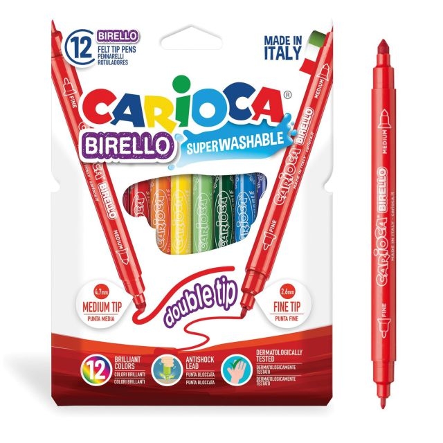 Rotuladores Carioca Birello doble punta Caja 12 colores