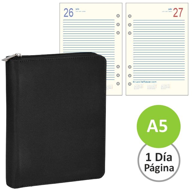 agenda cremallera tarento anillas, recargable da