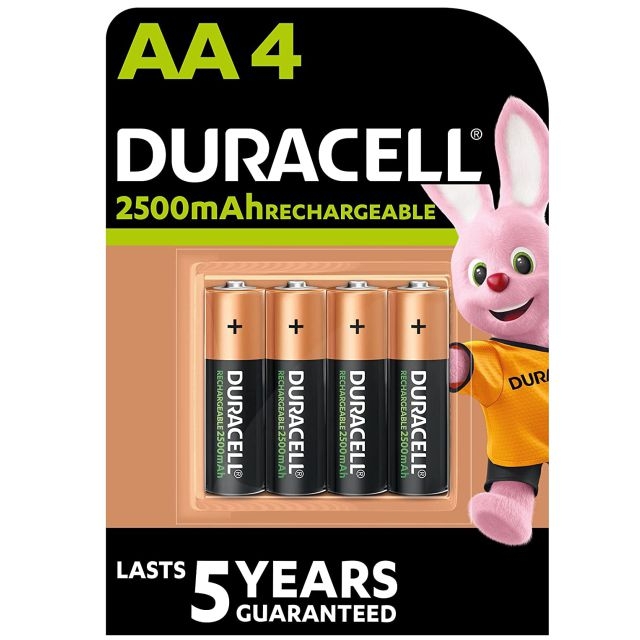 Pilas recargables Duracell AA, Pack 4, 2500 mAh - LR06