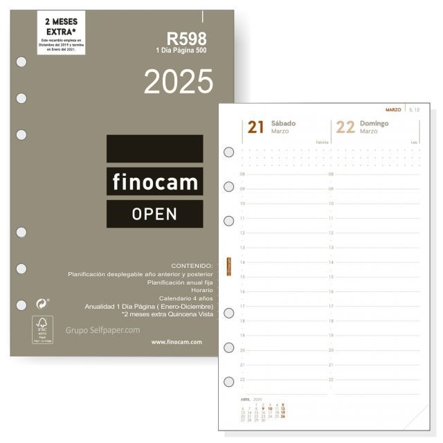 recambio agendas finocam open 598 dia pagina