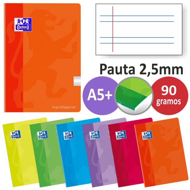 PACSA Libreta DIN A4 con pauta de 2.5 milímetros, 50 hojas de 70 gramos con  margen, tapas de polipropileno de alta resistencia de diferentes colores y  encuadernación mediante grapas pacsa. Este producto