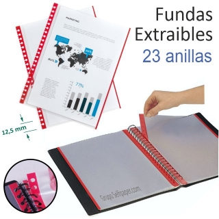 Fundas Extraibles 23 anillas Intercambiables lomo  Liderpapel WR02
