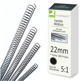 Espirales Metalicos para encuadernar 22 mm  Qconnect KF04435