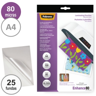 FELLOWES Pack de 25 Fundas de Plastificar Adhesivas EasyFold 80 micras A3  5602001