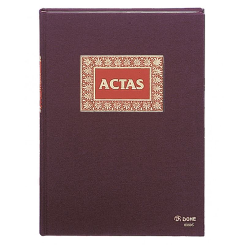 Libro de Actas de 100 hojas, tela granate, Dohe, folio