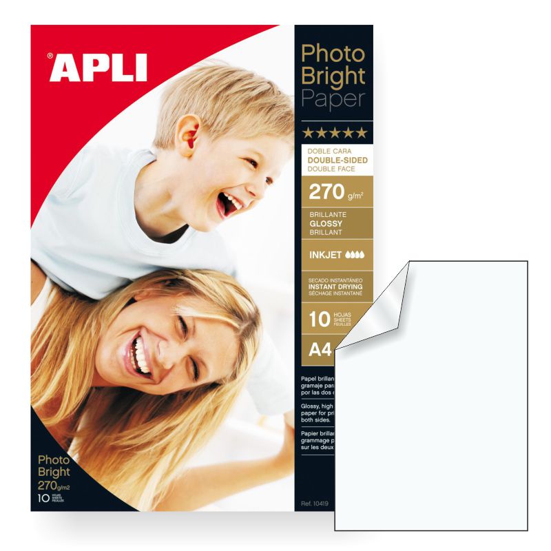 Papel fotográfico brillante glossy 270 GR Premium inkjet, 10x15, 20hojas  por carpeta
