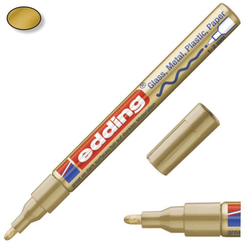Edding 751 rotulador de pintura brillante - dorado - paquete de 1 marcador  de pintura - punta redonda 0.039-0.079 in - bolígrafo de pintura para