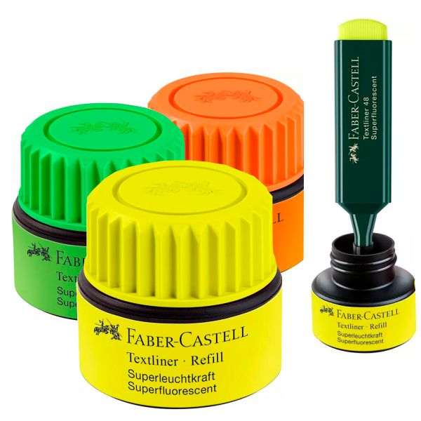 Tinta para rellenar rotuladores Fluorescentes Faber Amarillo