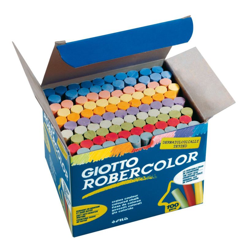 Tizas Robercolor colores surtidos, antipolvo, caja 100